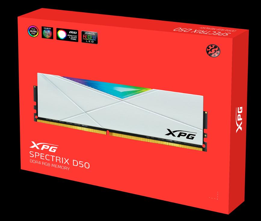 Ram PC Adata XPG Spectrix D50 RGB White 8GB (1x8GB) DDR4 3200Mhz