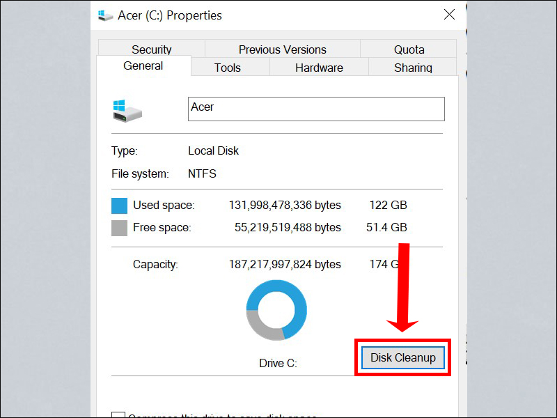 Nhấn chuột vào Disk Cleanup