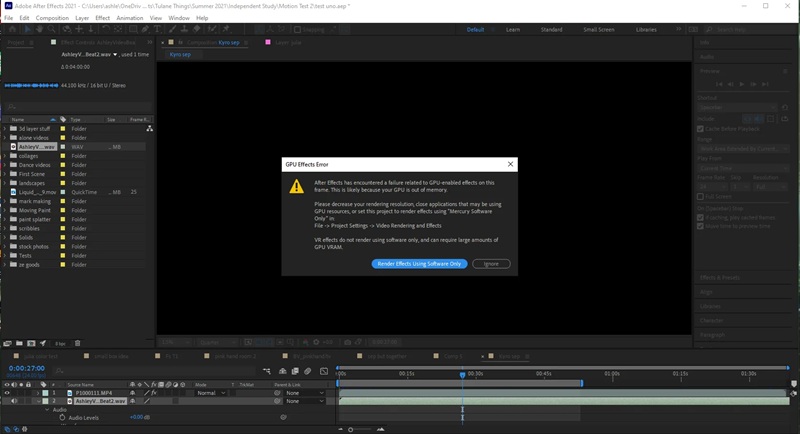 Lỗi After Effects không sử dụng GPU trong After Effects