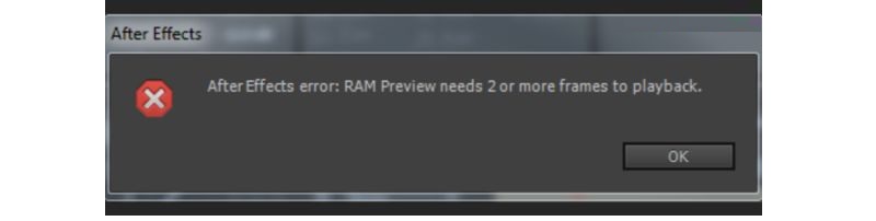RAM Preview Needs 2 or More Frames to Playback