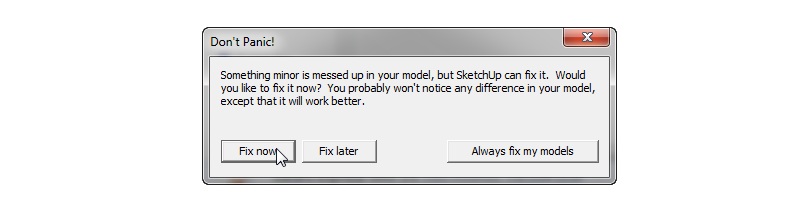 lỗi sketchup dont panic