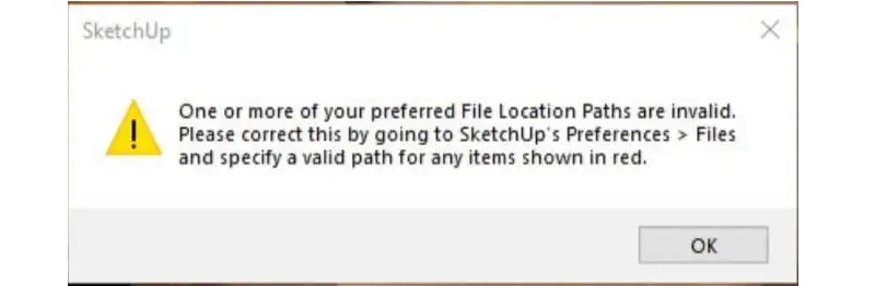 mở sketchup hiển thị thông báo