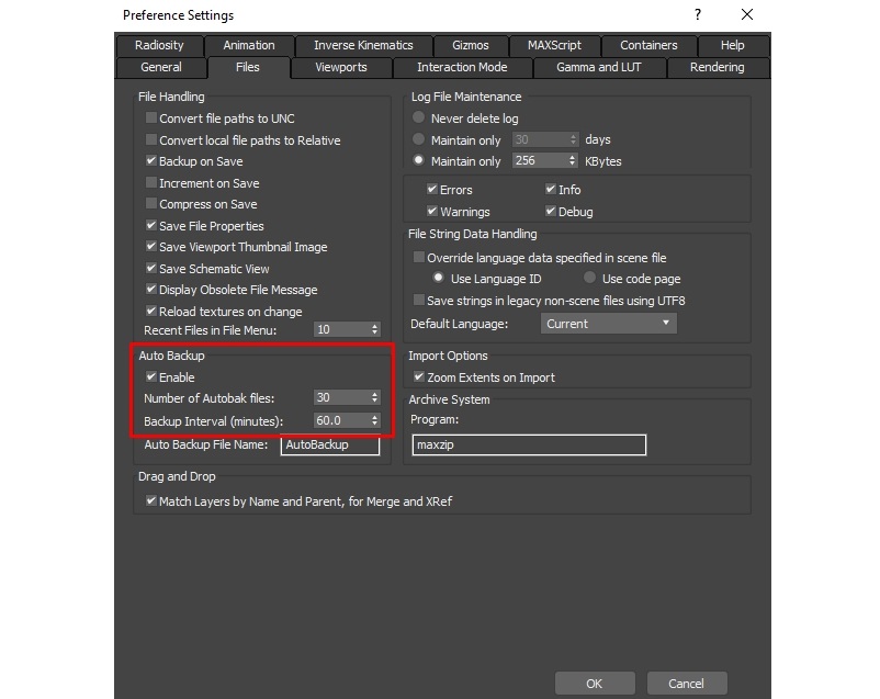 sử dụng auto backup