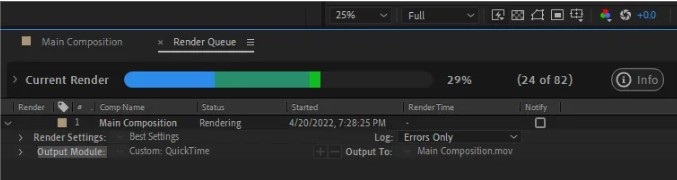 render trực tiếp trên after effects